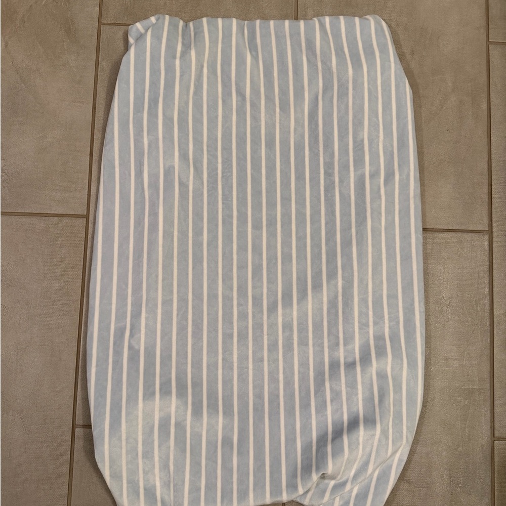 Pottery Barn Kids Blue and White Striped Changing Pad Cover Soft Minky
